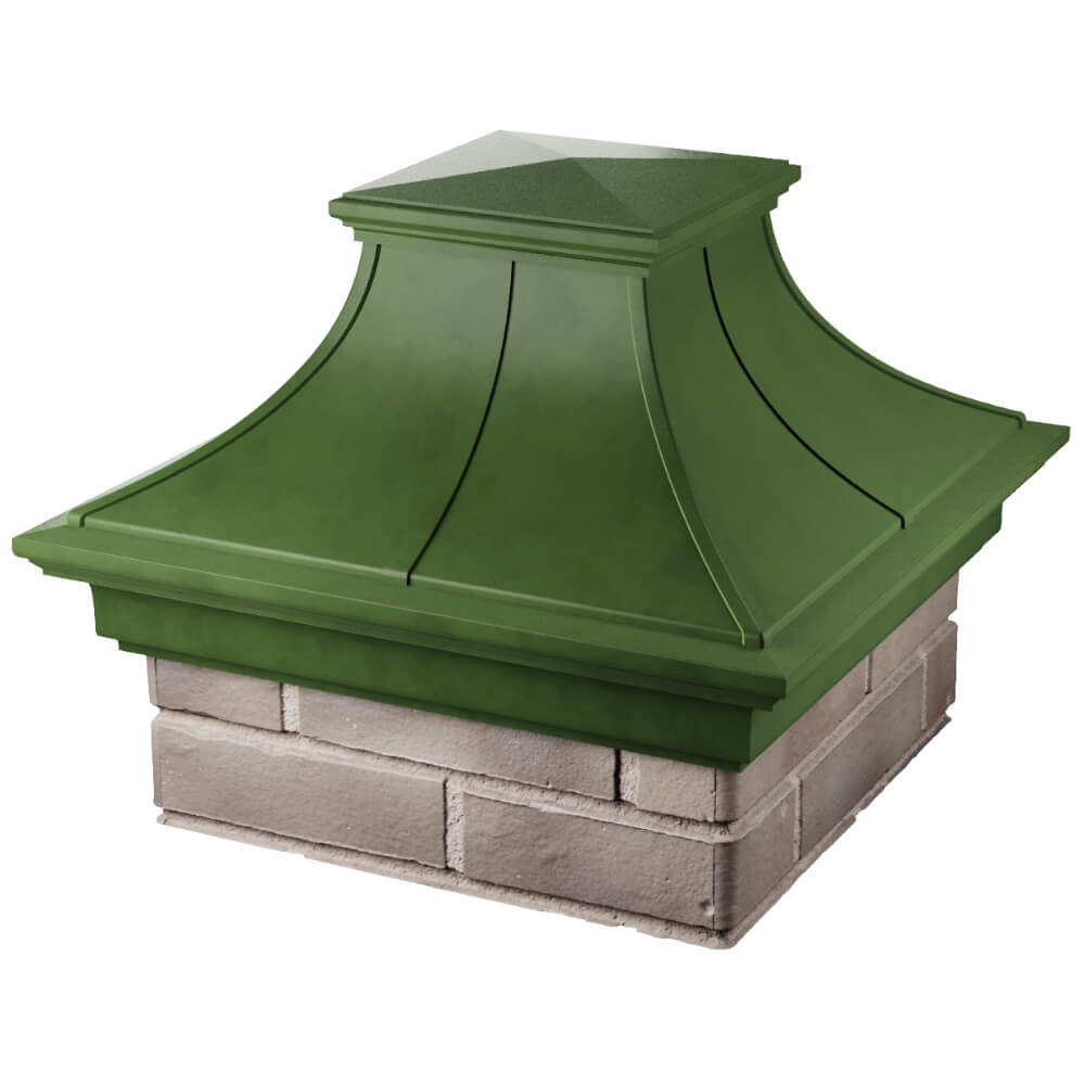 Колпак Zking Монблан Премиум Зеленый на столб 1.5х1.5 кирпича (385х385мм)